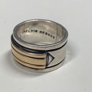 14K 925 wide wedding band
